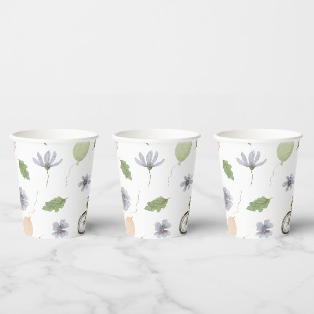 Cute Baby Spring Summer Rabbit On A Bike Pattern Pappbecher (Multi)