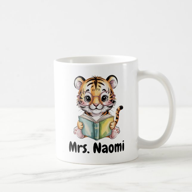 Cute Baby Tiger Reading a Book Custom Kaffeetasse (Rechts)