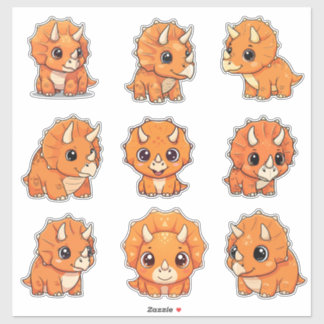 Cute Baby Triceratops Dinosaur Vinyl Sticker