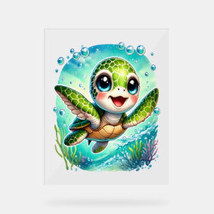 Cute Baby Turtle nage dans l'océan