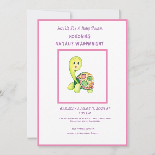 Cute Baby Turtle Shower Invitation (Devant)