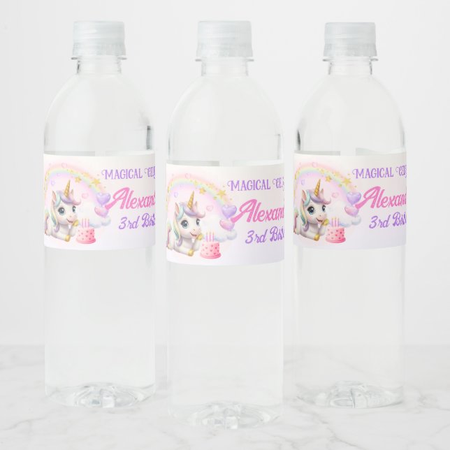 Cute Baby Unicorn Rainbow Magical Birthday (Flaschen)