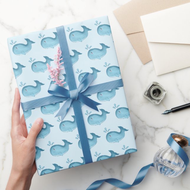 Cute Baby Whale Wrapping Paper Geschenkpapier (Schenken)