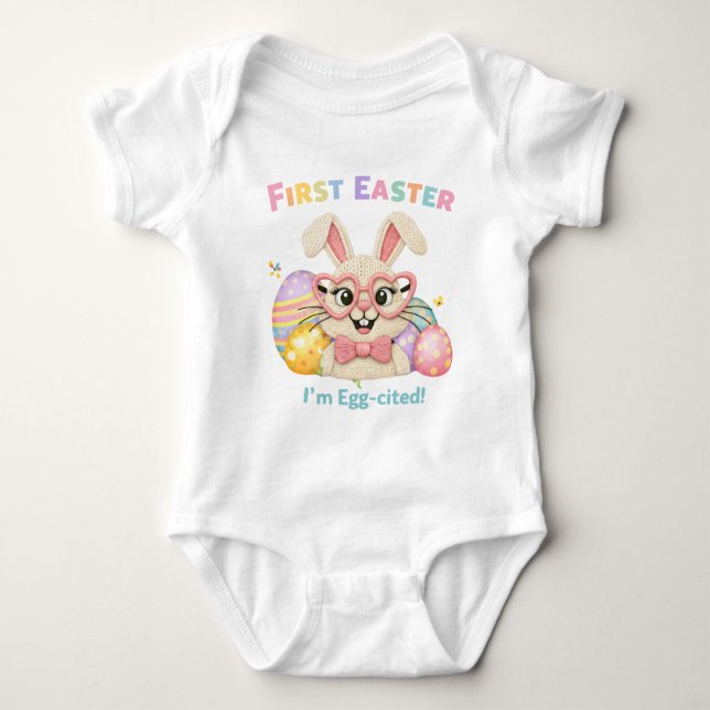 Cute Baby's First Easter Egg-cited Bunny Baby Strampler (Vorderseite)