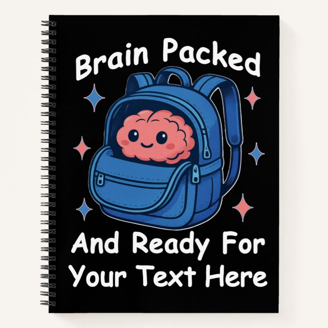 Cute Back-to-School Customizable “Brain Ready" Notizbuch (Vorderseite)