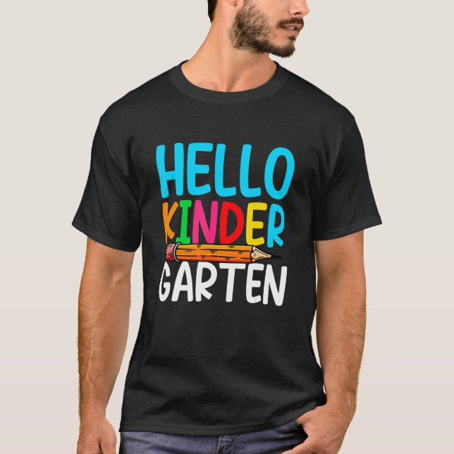 Cute Back To School Hello Kindergarten First Day O T-Shirt (Vorderseite)