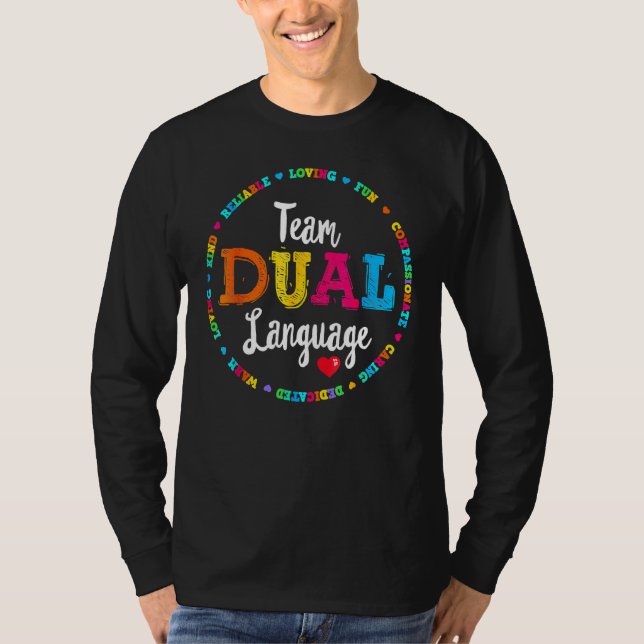 Cute Back To School Squad Team Dual Language Teach T-Shirt (Vorderseite)