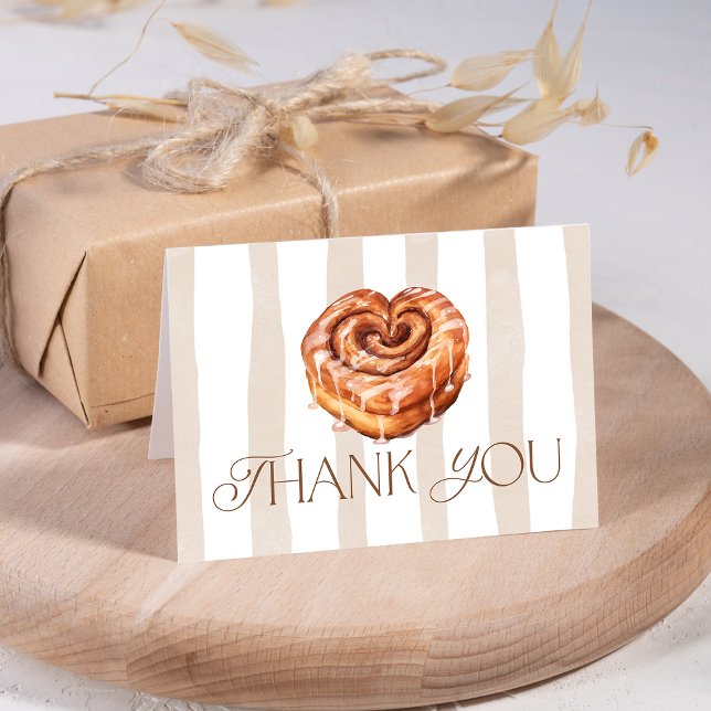 Cute Bakery Themed Cinnamon Roll Dankeskarte (Cute Bakery Themed Cinnamon Roll Thank You Card)