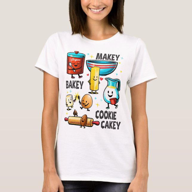 Cute baking ingredients collage bakery pastry chef T-Shirt (Vorderseite)
