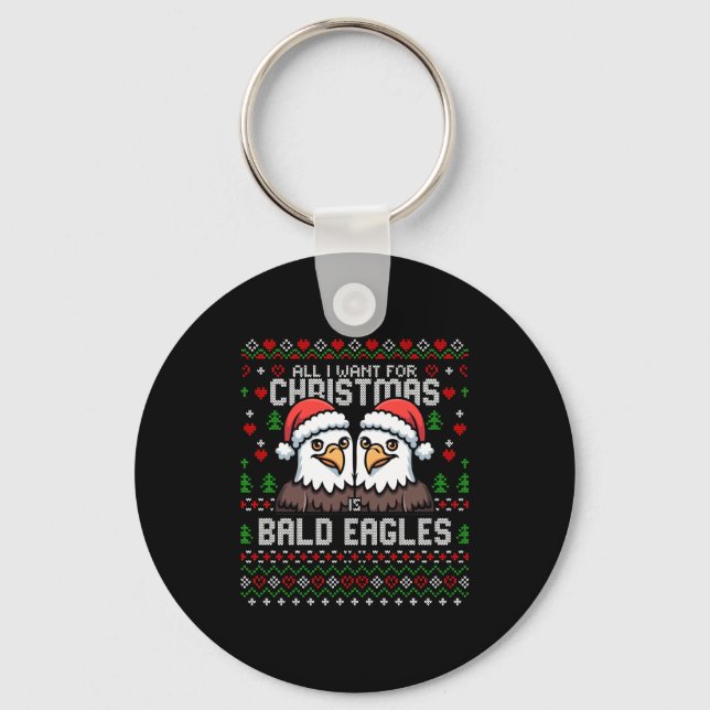 Cute Bald Eagles Christmas Ugly Xmas Sweater Patri Schlüsselanhänger (Vorderseite)