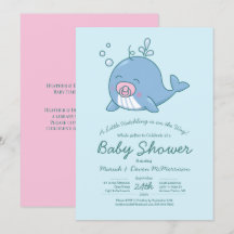 Cute baleine Baby shower Kawaii Invitation fille r