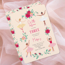 Cute Ballerina Fille Anniversaire Invitation