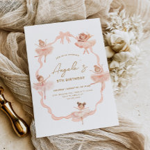 Cute Ballerinas Invitation Anniversaire