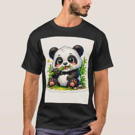 Cute Bamboo Munching Panda Sticker T-Shirt