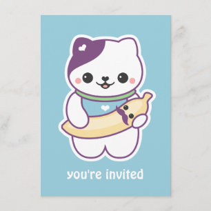 Cute Banana Chat Anniversaire Fête Invitations