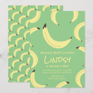 Cute Banana Green Boy Baby shower Invitation