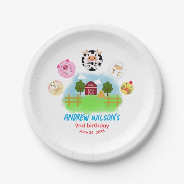 Cute Barn Yard Farm Party Animals Pappteller (Vorderseite)