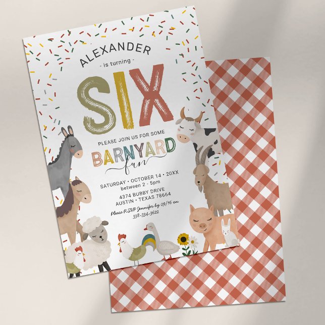 Cute Barnyard Farm 6e Invitation anniversaire (Créateur téléchargé)