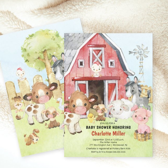 Cute Barnyard Friends Baby shower Invitation (Créateur téléchargé)