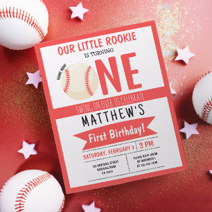 Cute Baseball Ribbon Budget 1. Geburtstag Einladun