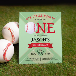 Cute Baseball Ribbon Budget 1. Geburtstag Einladun
