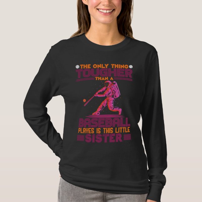 Cute Baseball Sister Little Sister Of A Baseball P T-Shirt (Vorderseite)