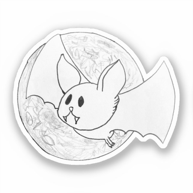 Cute Bat and Full Moon Halloween Aufkleber (Vorderseite)