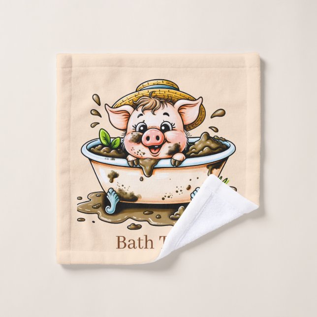 Cute bath time pig customizable  (Gant de toilette)