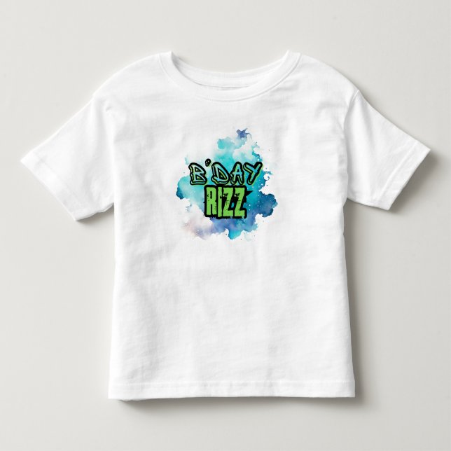 Cute B'Day Rizz grün und monochromatisch blau Kleinkind T-shirt (Vorderseite)