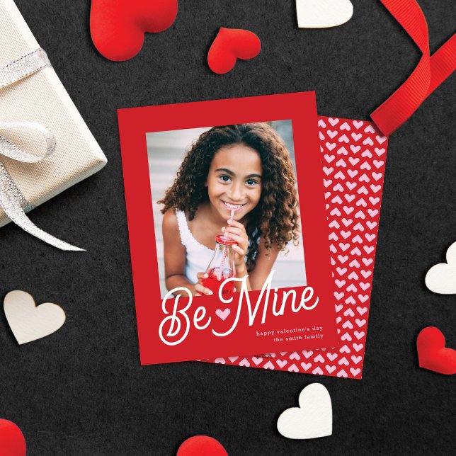 Cute Be Mine Heart Valentine Carte photo de classe (Créateur téléchargé)