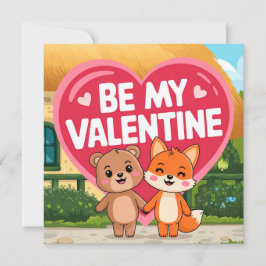 Cute Be my Valentine couple Feiertagskarte