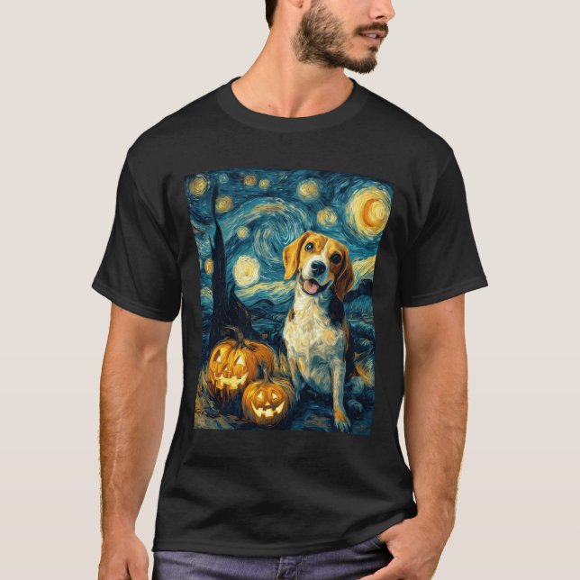 Cute beagle Dog Halloween Jack O Lantern Pumpkin F T-Shirt (Vorderseite)