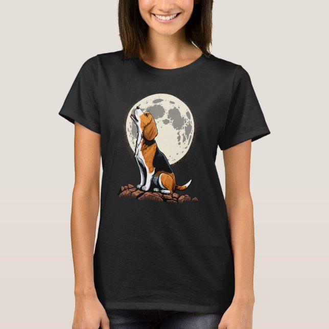 Cute Beagle Howling at the Moon Beagle Mom T-Shirt (Vorderseite)