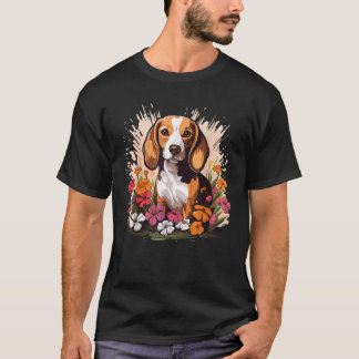Cute Beagle Spring Flower Garden Beautiful Nature T-Shirt