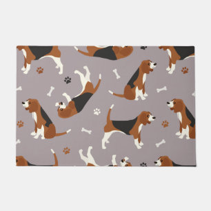 Cute Beagles Paws and Bones Gray Fußmatte