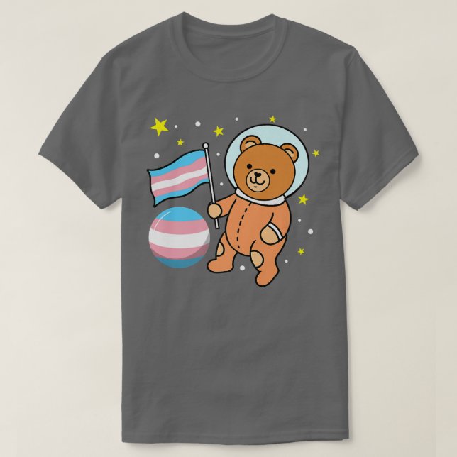Cute Bear Astronaut Trans Pride  T-Shirt (Design vorne)