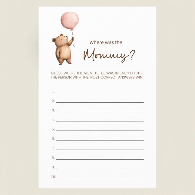 Cute Bear Baby Shower Guessing Game Flyer (Von Creator hochgeladen)