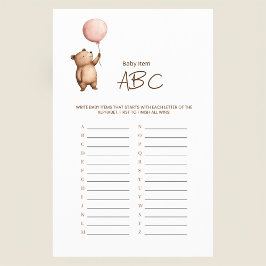 Cute Bear Balloon ABC Baby Shower Game Flyer