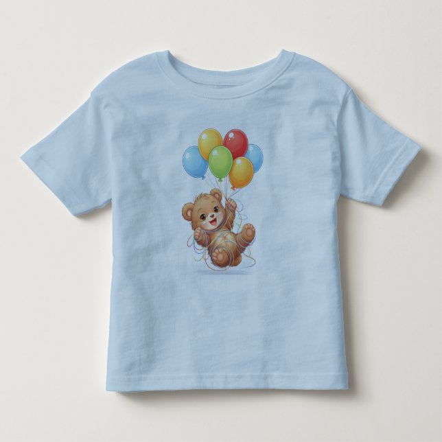 Cute Bear Balloon Birthday Toddler T-Shirt (Devant)