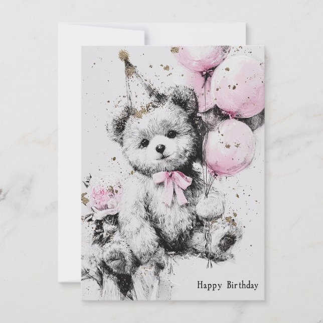 Cute Bear Birthday Card (Vorderseite)