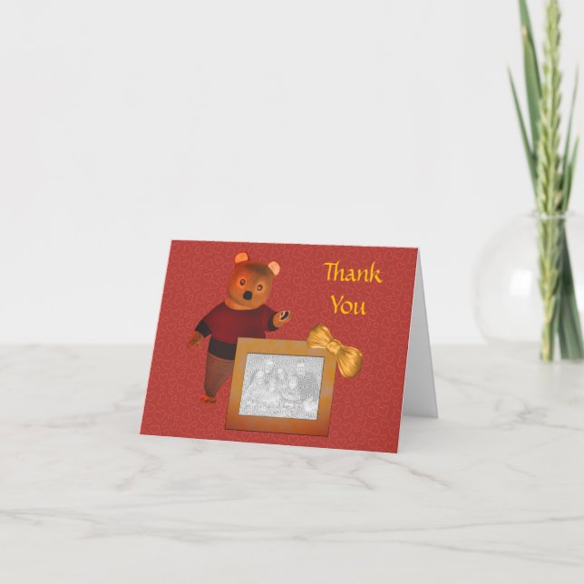 Cute Bear Carte de remerciements photo personnalis (Devant)