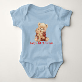 Cute Bear First Christmas  Baby Strampler