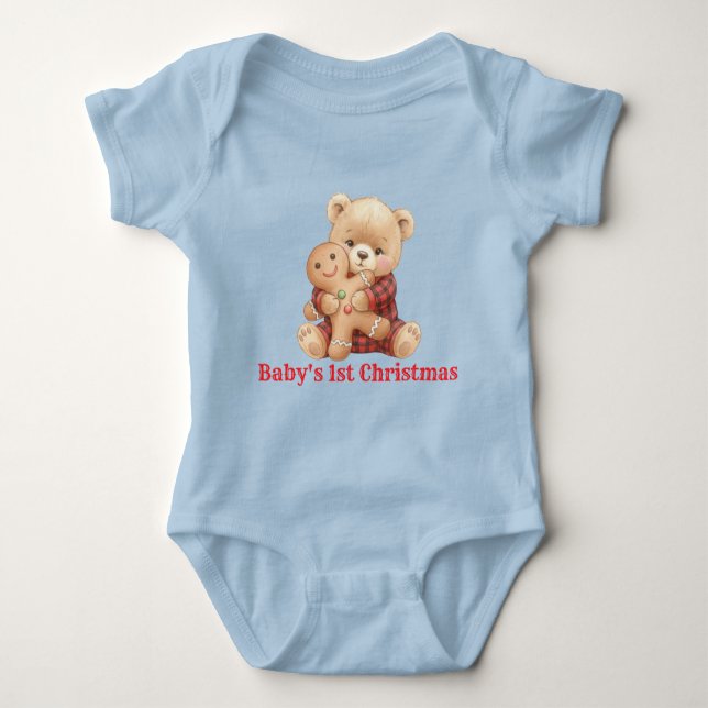 Cute Bear First Christmas  Baby Strampler (Vorderseite)