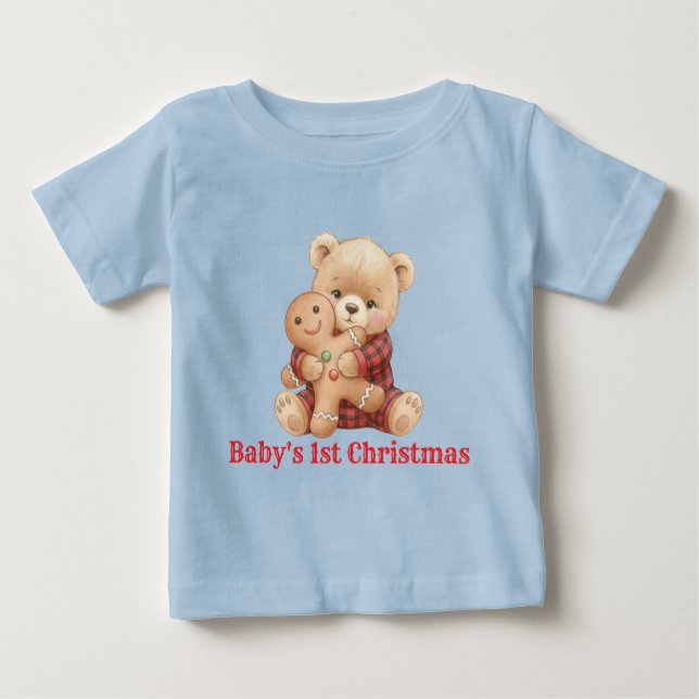 Cute Bear First Christmas  Baby T-shirt (Vorderseite)
