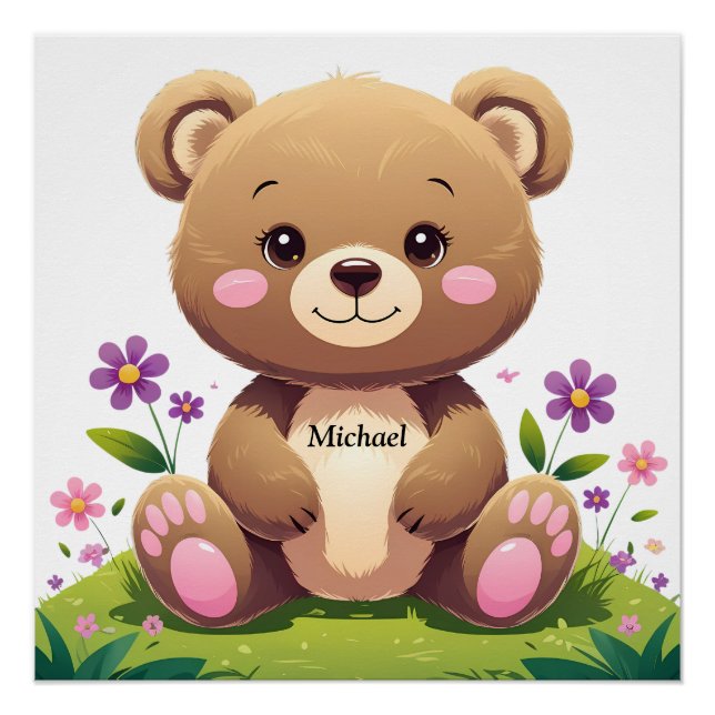 Cute Bear – Glossy Perfect Poster for Kids Room (Vorderseite)