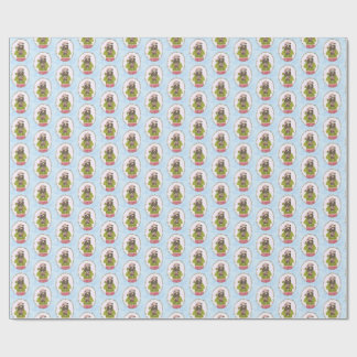 Cute Bear Holding Gingerbread House Holiday Wrap Geschenkpapier