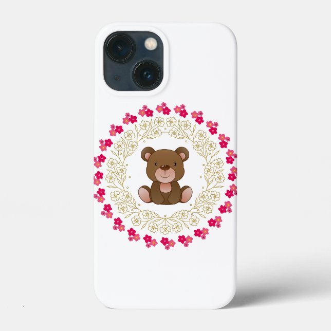 Cute bear in a floral wreath Case-Mate iPhone hülle (Rückseite)