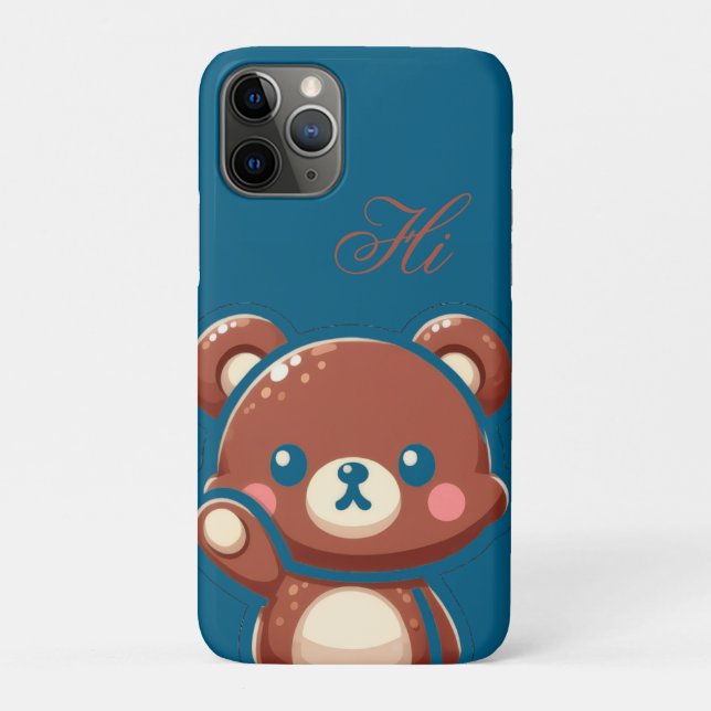 Cute Bear iPhone Case –Teal Blue Teddy Bear Barely (Rückseite)