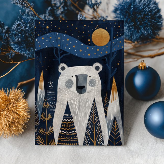 Cute Bear Nordic Winter Merry Christmas Photo Karte (Von Creator hochgeladen)