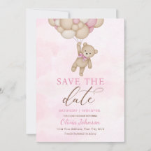 Cute Bear Pink Save the Date